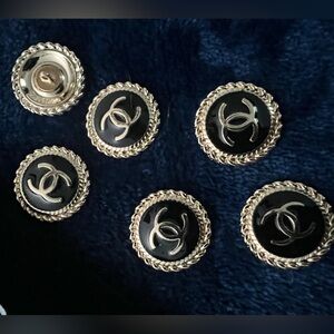CC-(Set of 6)19mm/Gold CC on black enamel/gold alloy stamped shank back buttons